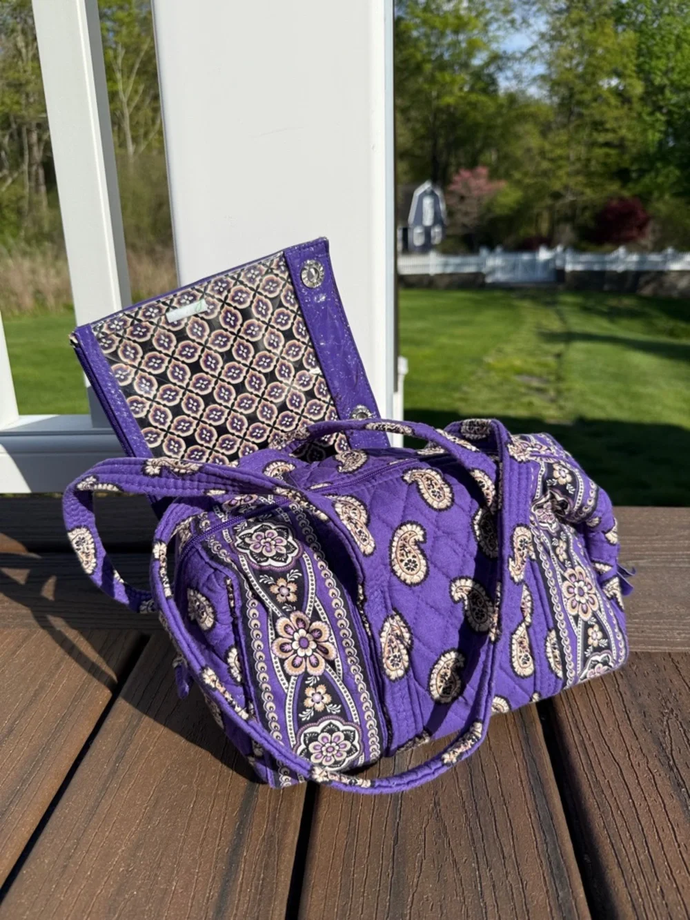 Vera Bradley Purple Quilted Paisley Print “Simply Violet” with pencil case - Picture 1 of 7